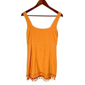 LULUS Women's Light Orange Linen Blend Sleeveless Tassel Dress NWT Medium
